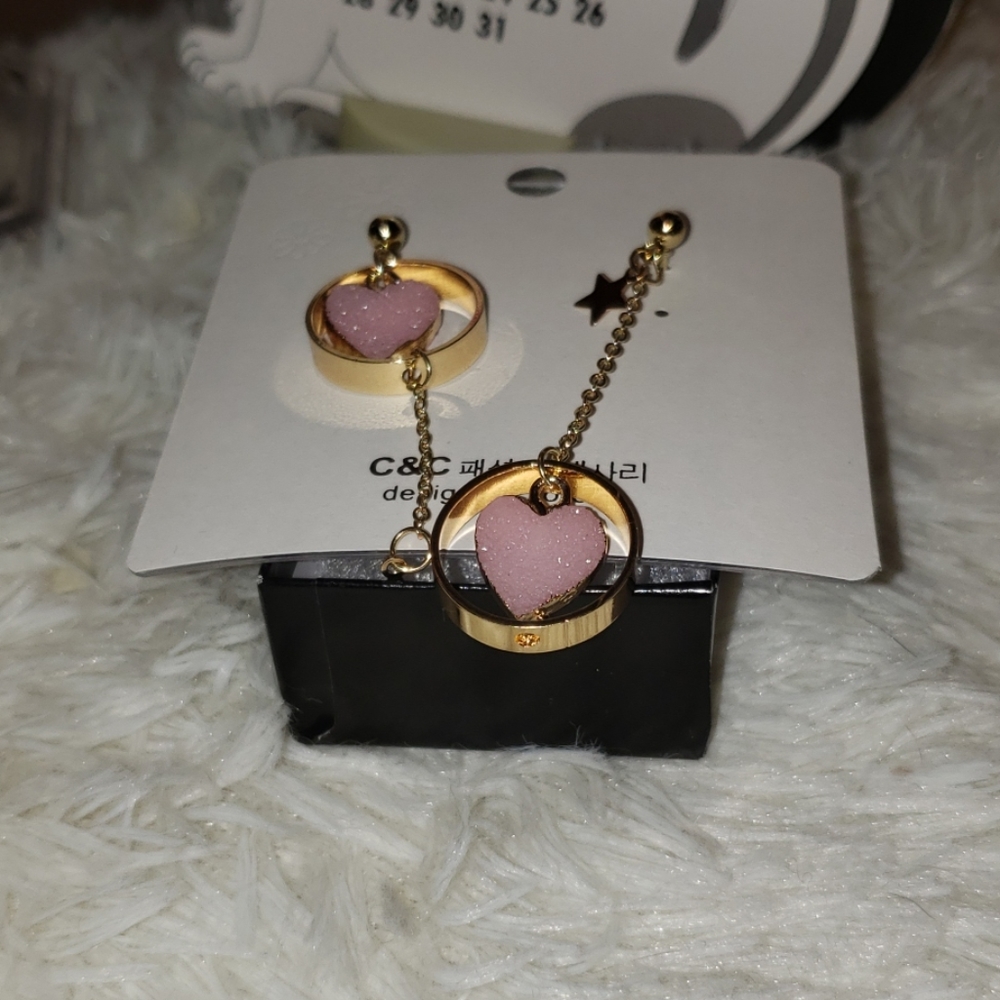 Stone Heart Dangle Star Earrings 2/20$ - Picture 3 of 6